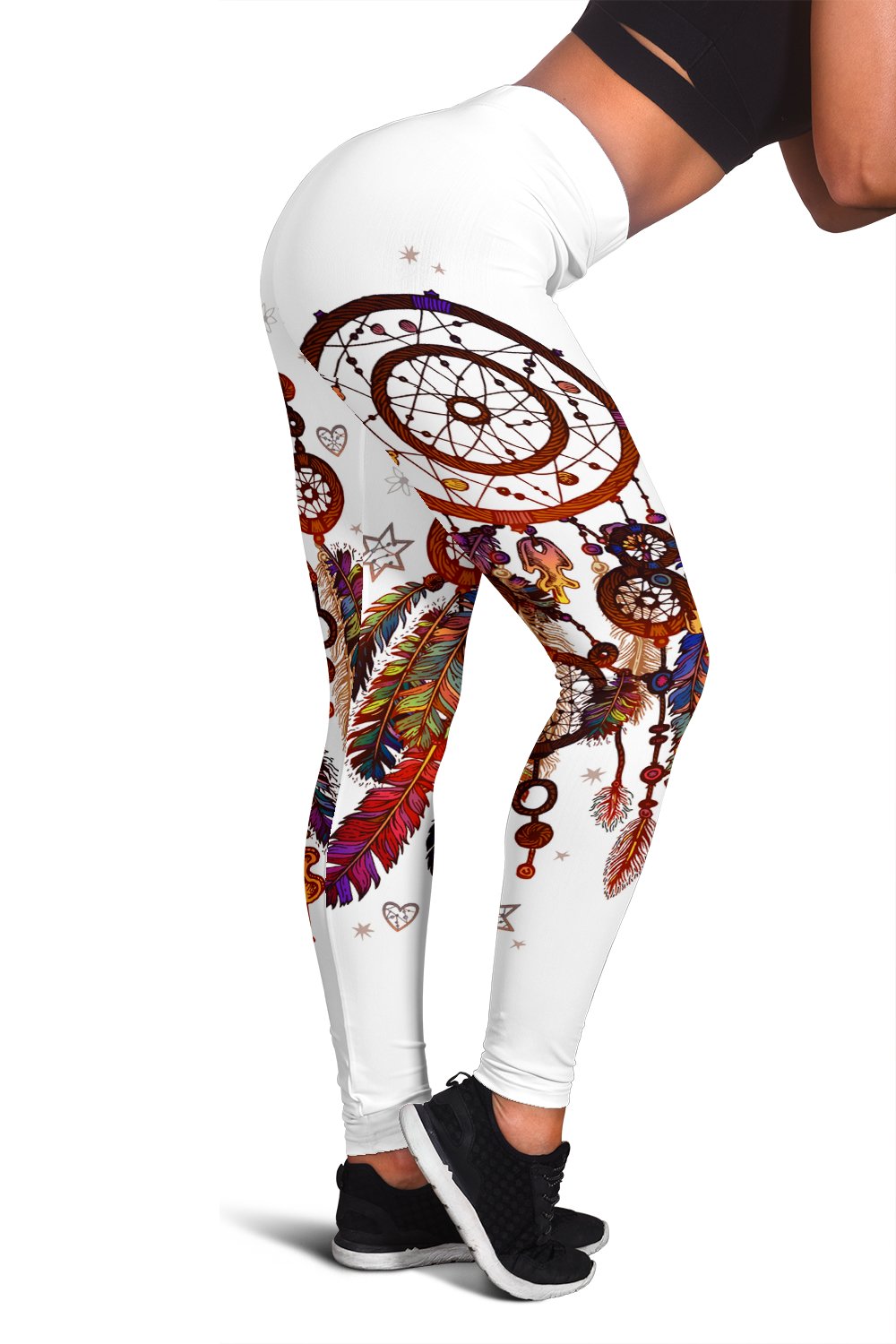 Manadala White Dreamcatcher Native American Women's Leggings LT10