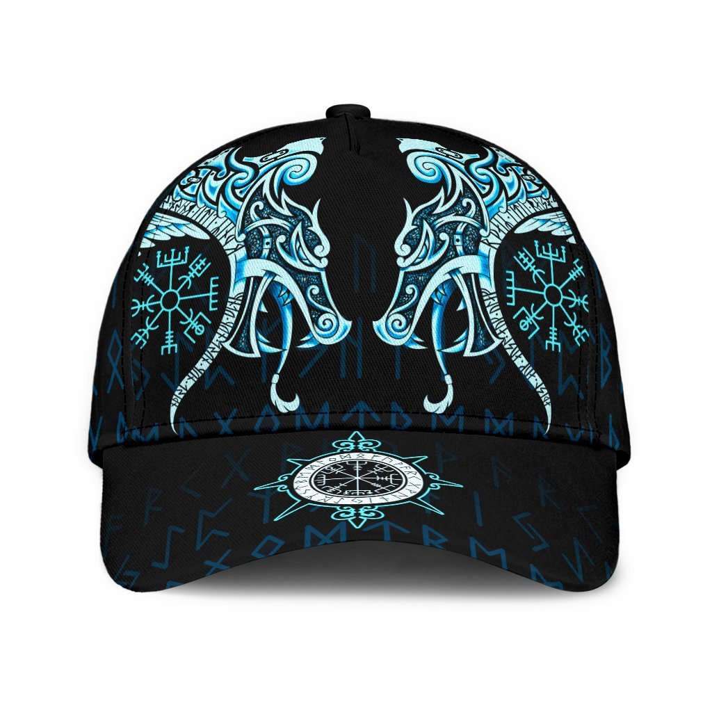 Viking Classic Cap, Fenrir Raven and Vegvisir Tattoo Cyan RLT12