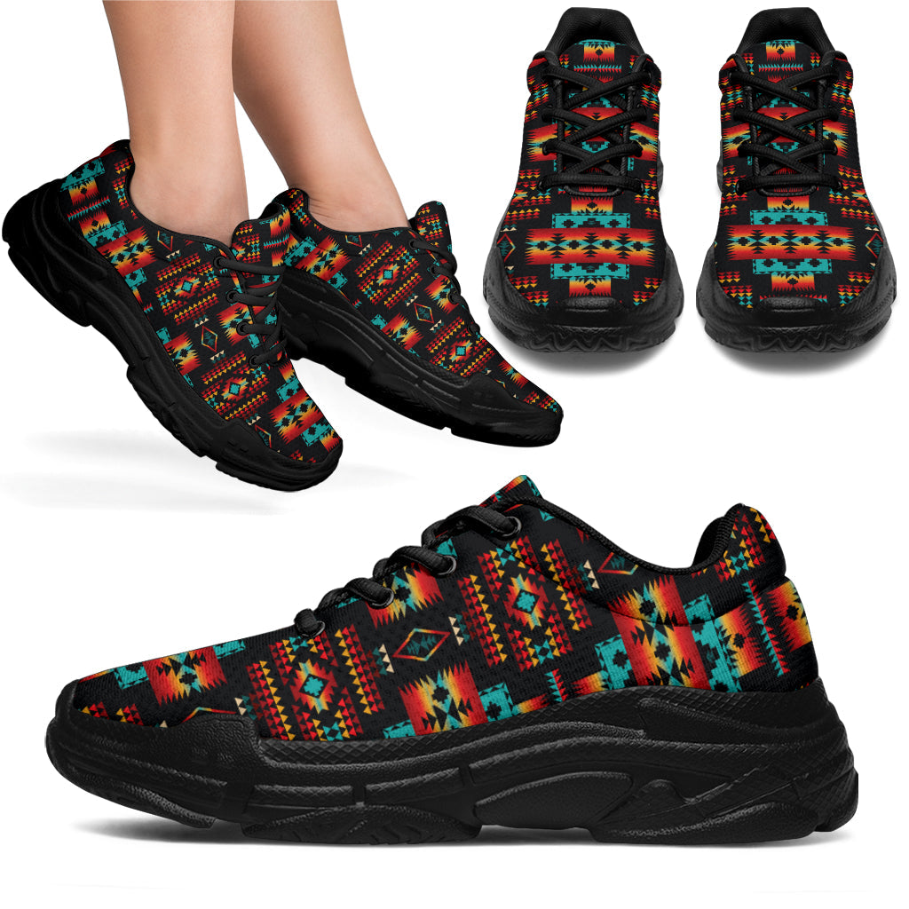 Navy Native Tribes Pattern Native American Chunky Sneakers LT10