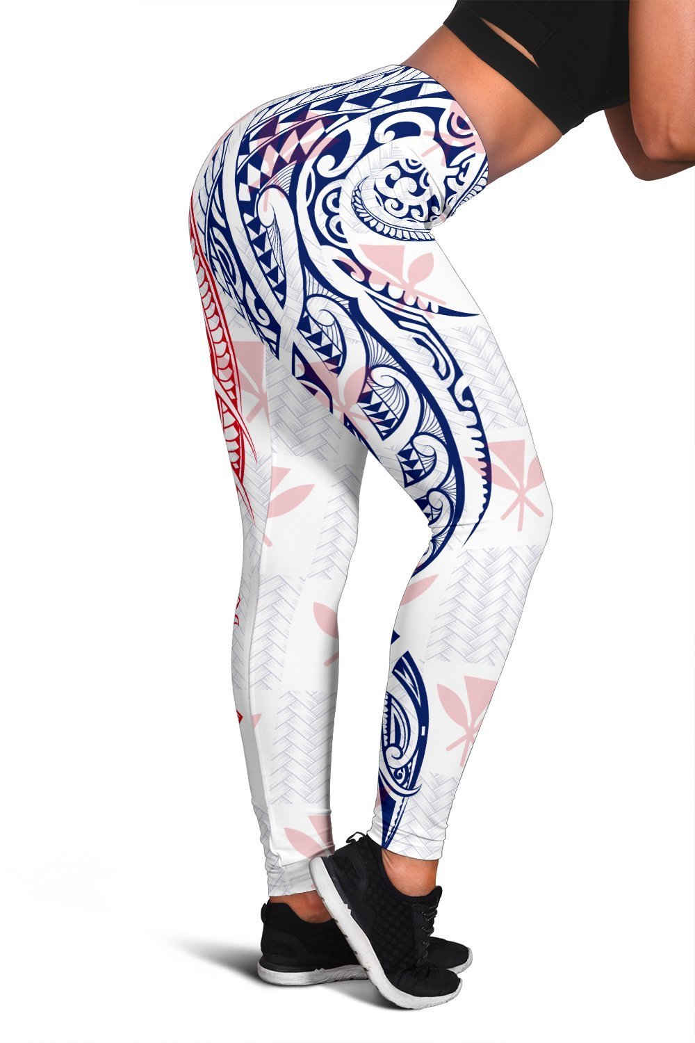 Hawaiian Kanaka Women's Leggings Flag Nation Demodern White