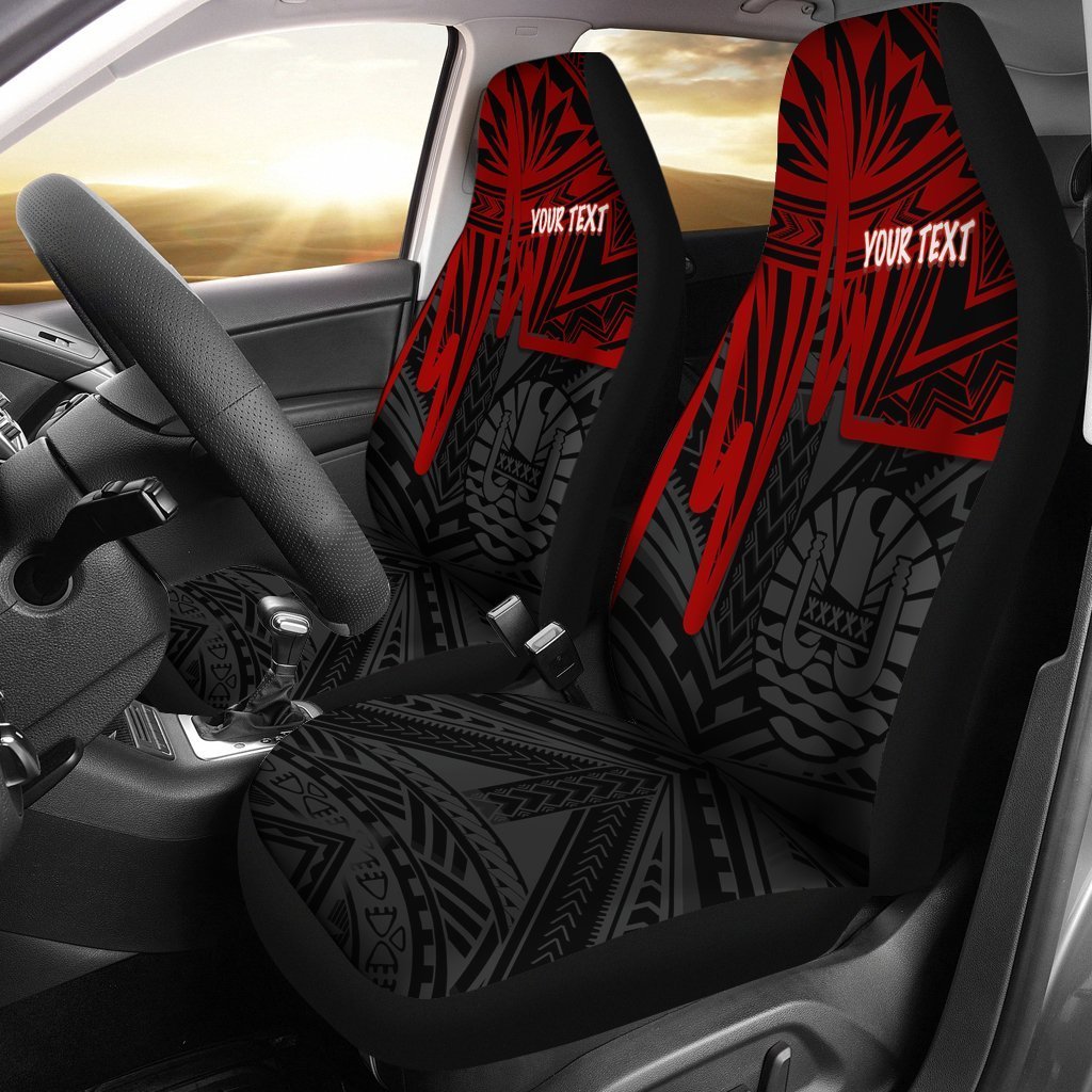 Tahiti Personalised Car Seat Covers - Tahiti Seal In Heartbeat Patterns Style Red
