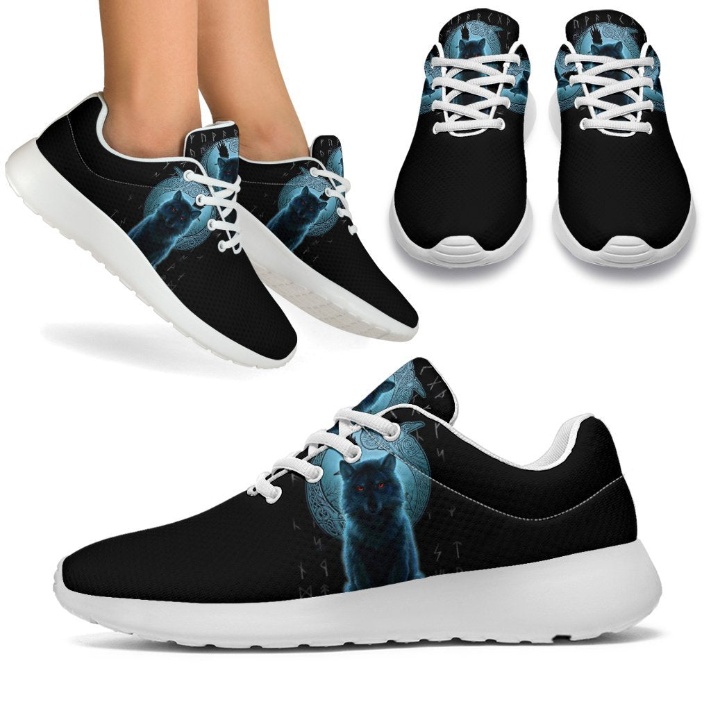 Viking Sporty Sneakers, Fenrir Viking Wolf and Moon RLT12