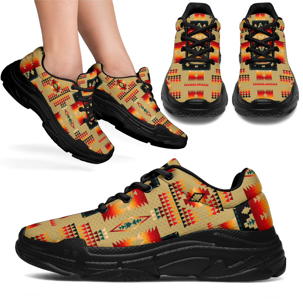 Native American Light Brown Pattern Chunky Sneakers LT10
