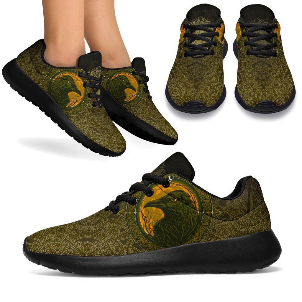 Viking Sporty Sneakers, Ethnic Odin Raven Gold RLT12