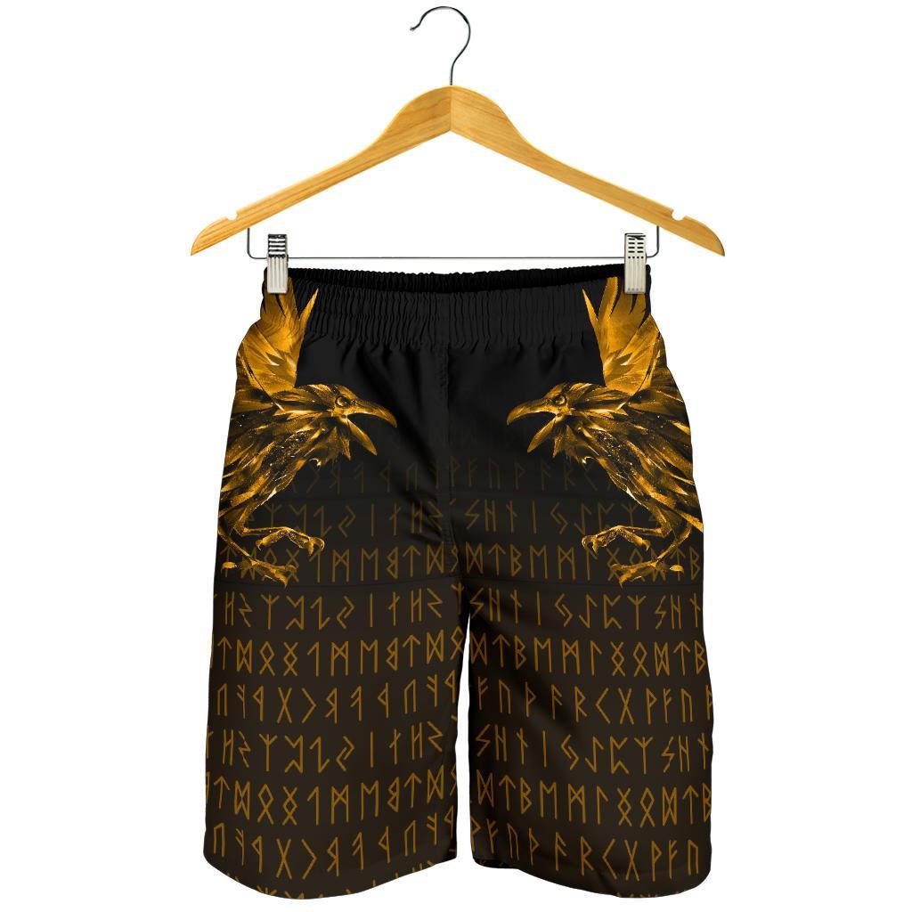 Viking Men's Shorts - The Raven Of Odin Rune, Gold RLT12