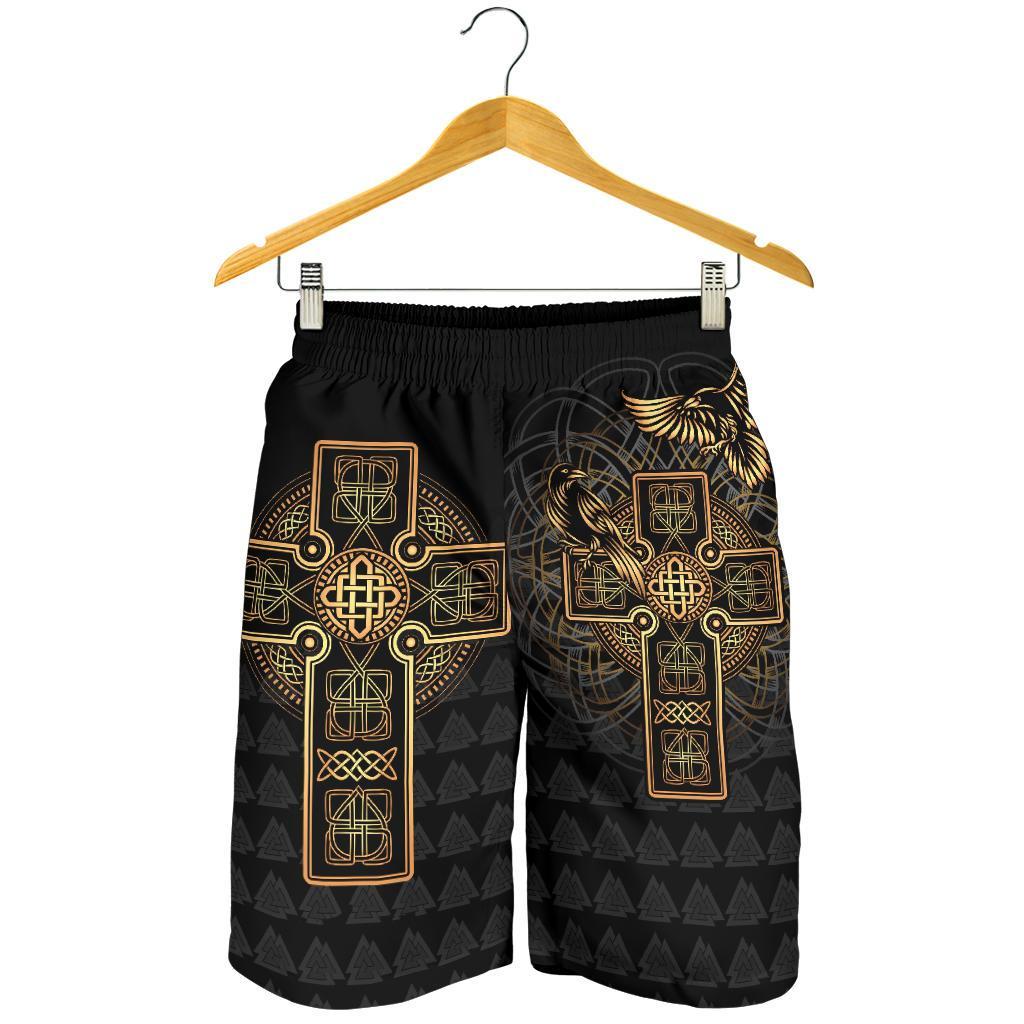 Viking Men's Shorts - Odin's Celtic Raven Tattoo RLT12