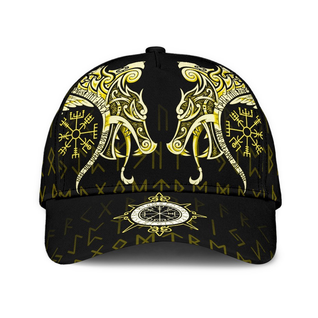 Viking Classic Cap, Fenrir Raven and Vegvisir Tattoo Yellow RLT12
