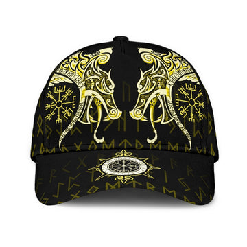 Viking Classic Cap, Fenrir Raven and Vegvisir Tattoo Yellow RLT12