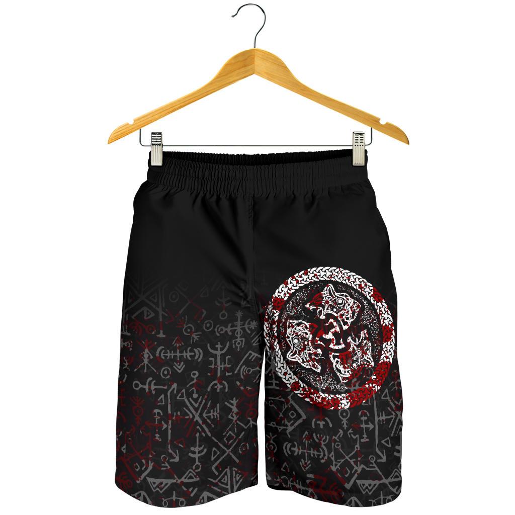 Viking All Over Print Men's Shorts Fierce Blood Wolf Symbol Of A Viking Nordic RLT12