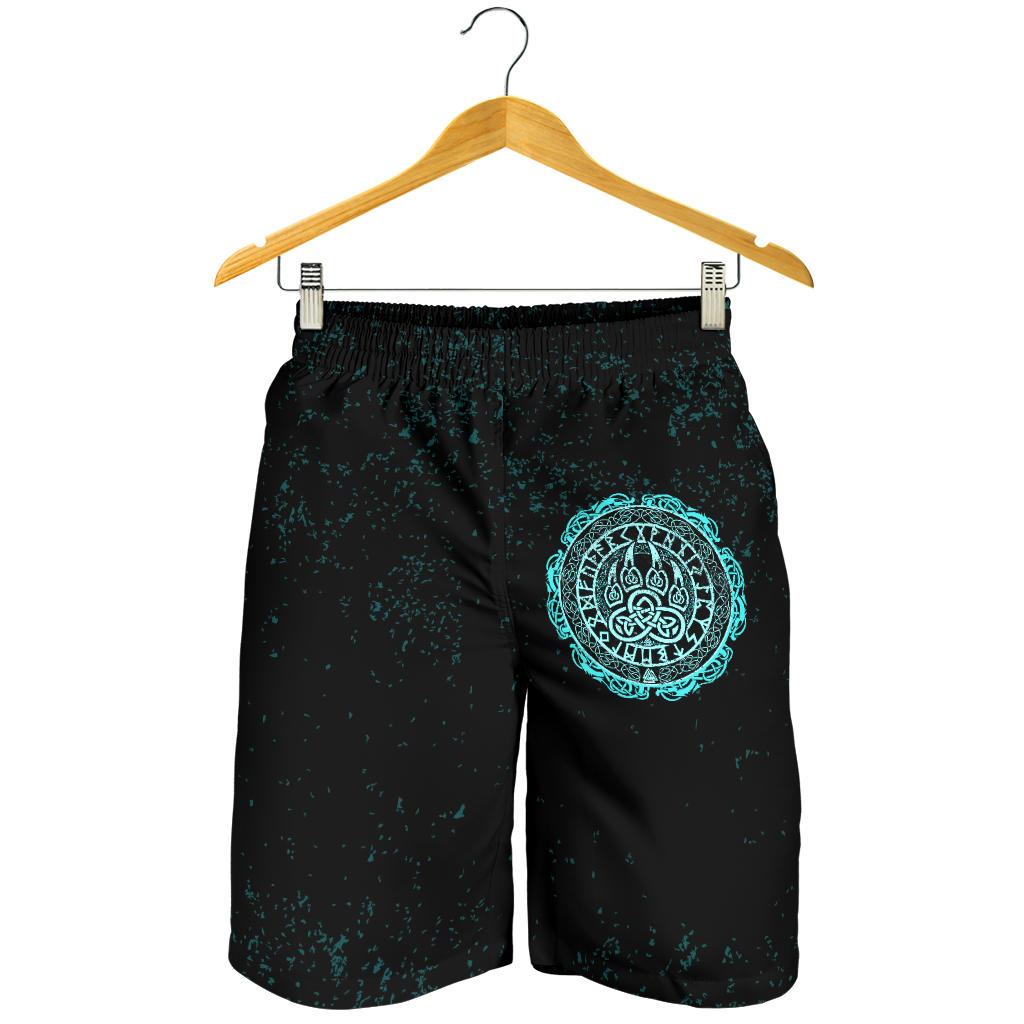 Viking All Over Print Men's Shorts Viking Bear Claws Cyan Tattoo RLT12