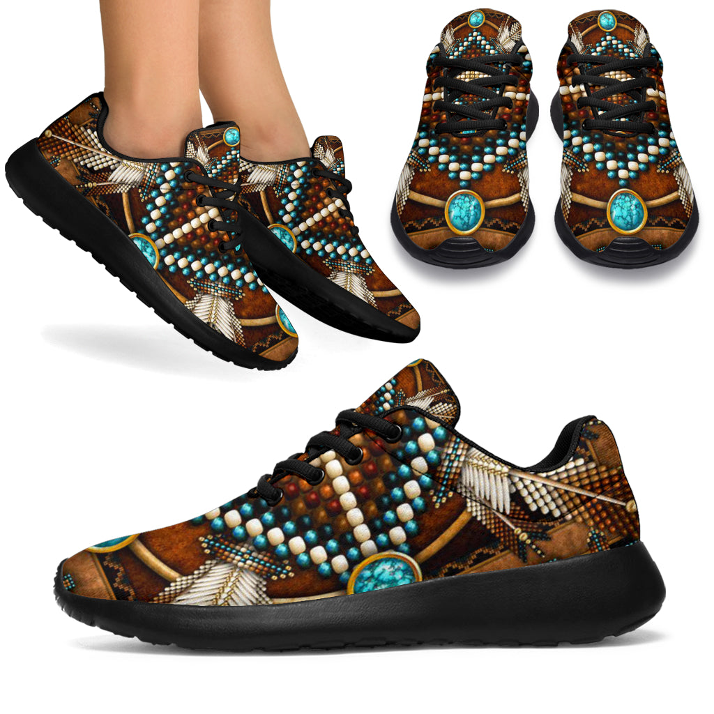 Mandala Brown Native American Sport Sneakers LT10