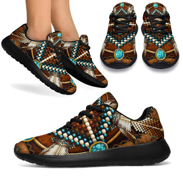 Mandala Brown Native American Sport Sneakers LT10