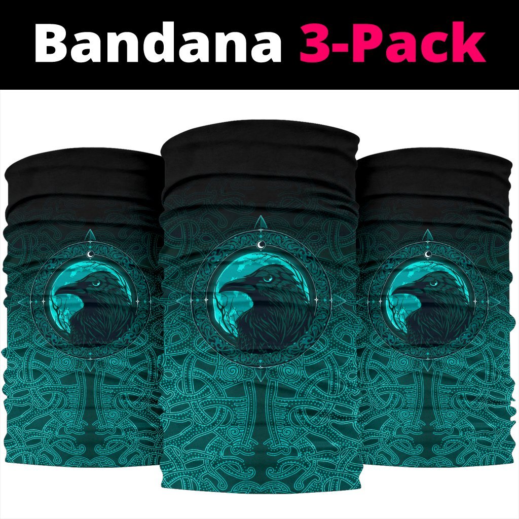 Viking Neck Gaiter 3 Pack, Ethnic Odin Raven Cyan RLT12