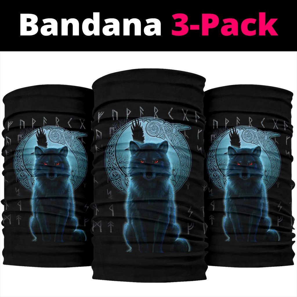 Viking Neck Gaiter 3 Pack, Fenrir Viking Wolf and Moon RLT12