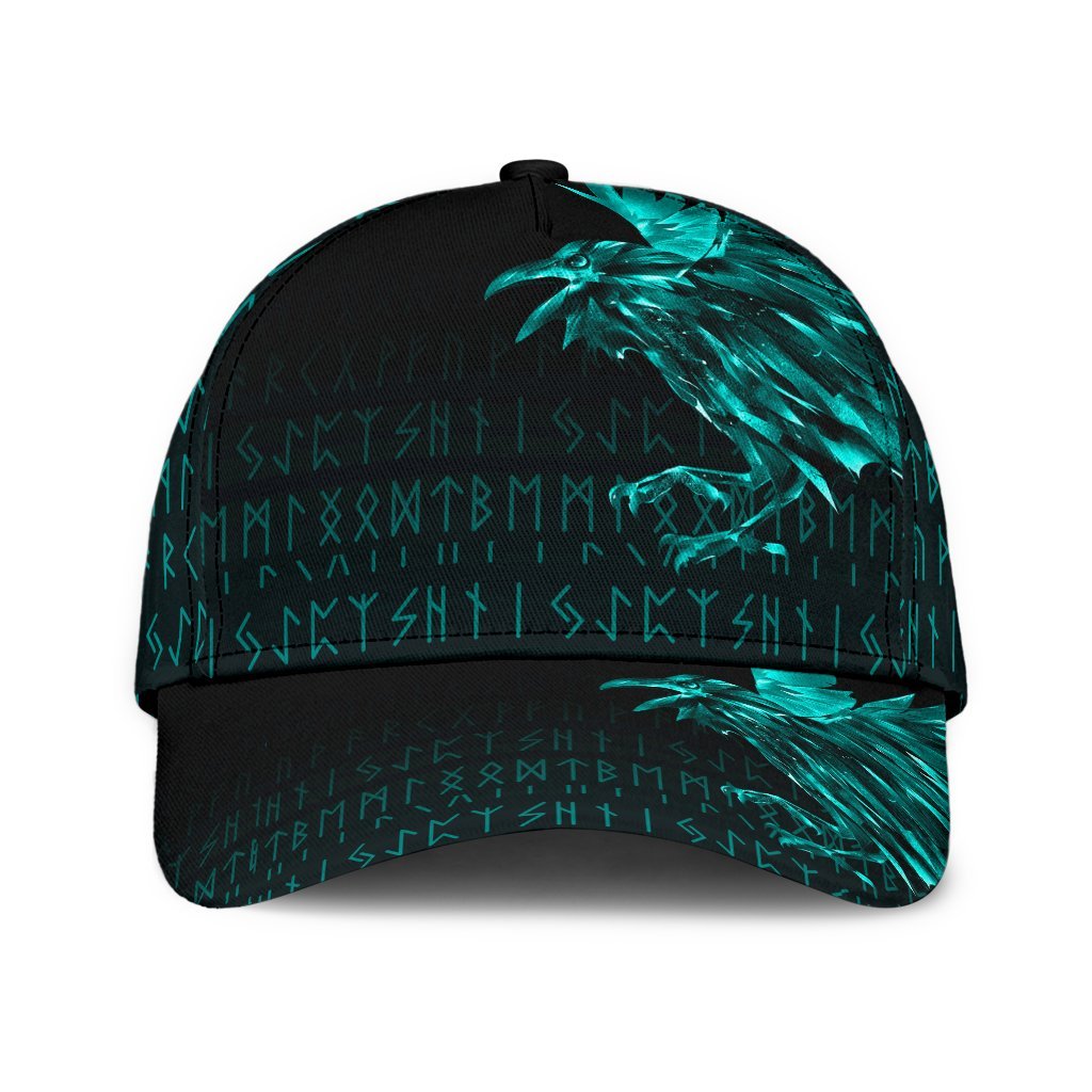 Viking Classic Cap The Raven Of Odin Rune Cyan RLT12