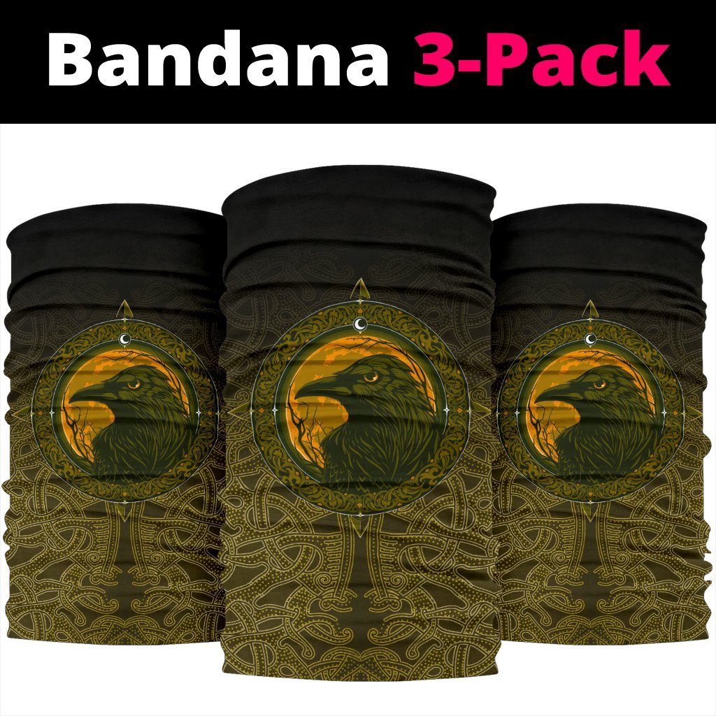 Viking Neck Gaiter 3 Pack, Ethnic Odin Raven Gold RLT12