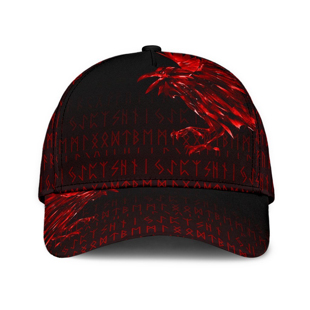 Viking Classic Cap The Raven Of Odin Rune, Red RLT12