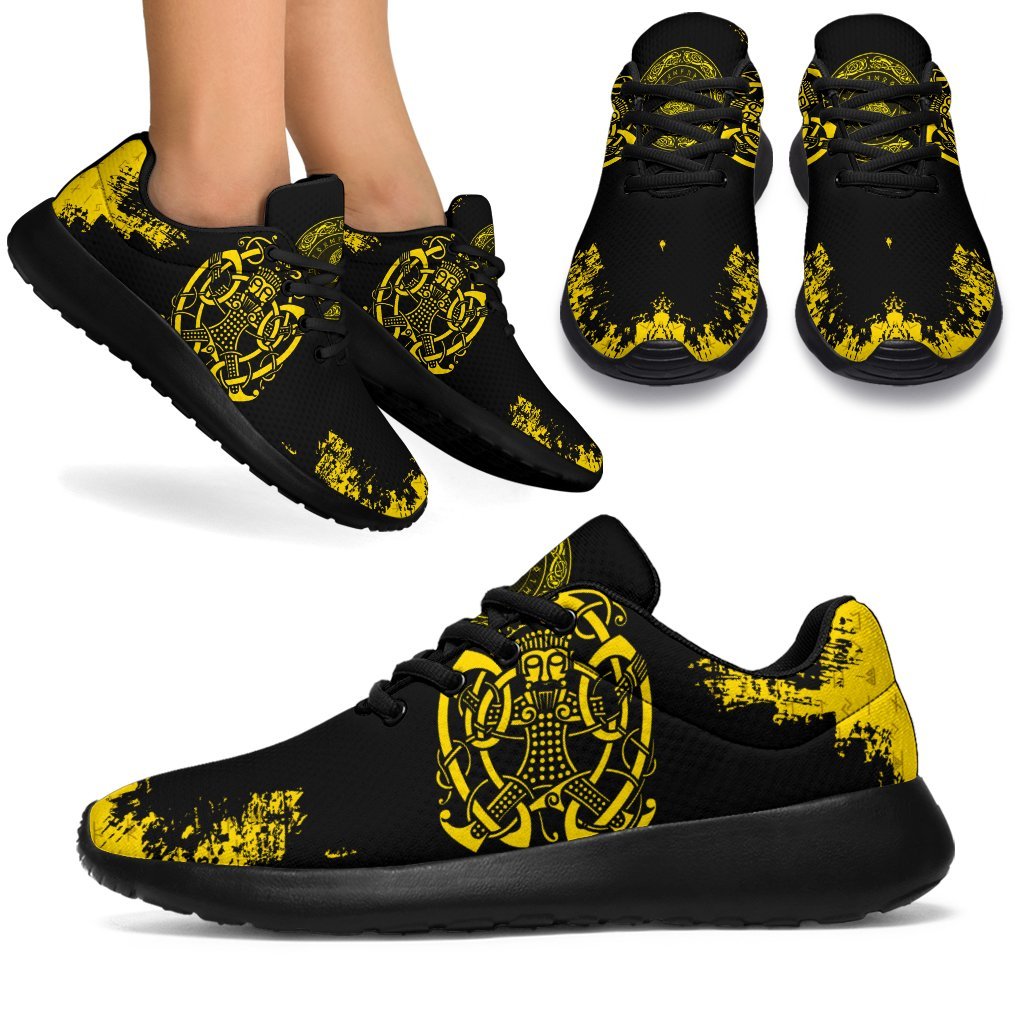Viking Sporty Sneakers, Loki Bound Triskele Rune Gold RLT12