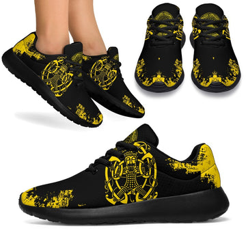 Viking Sporty Sneakers, Loki Bound Triskele Rune Gold RLT12