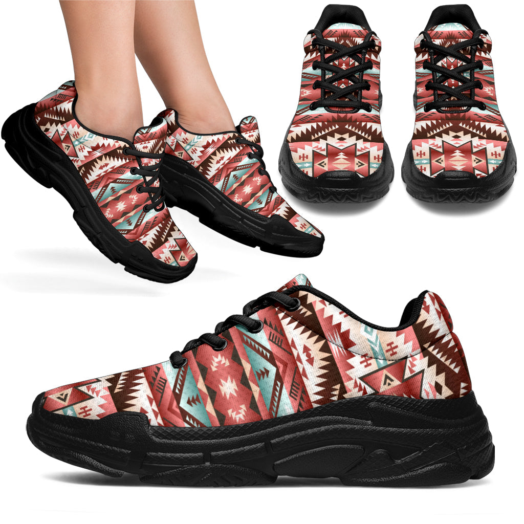 Red Vector Native American Chunky Sneakers LT10