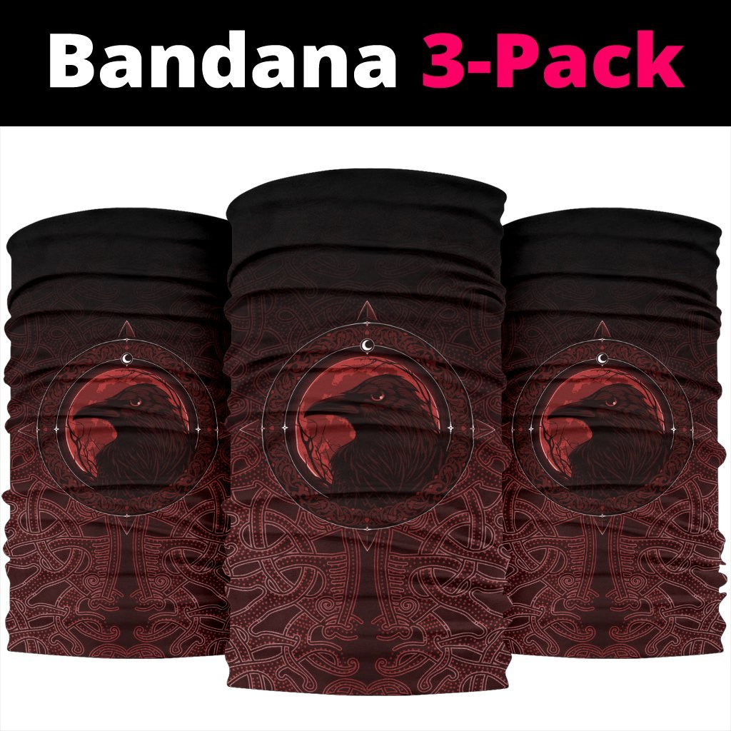 Viking Neck Gaiter 3 Pack, Ethnic Odin Raven Red RLT12