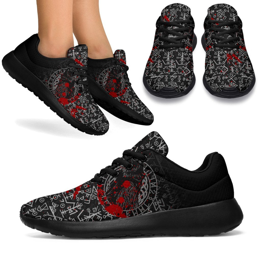 Viking Sporty Sneakers - Odin Raven Rune Futhark Blood RLT12