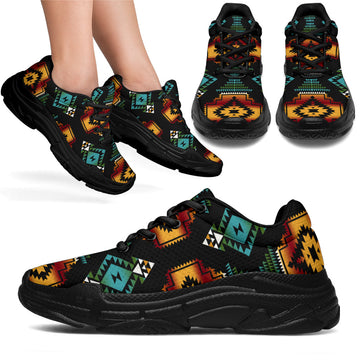 Native American Patterns Black Red Chunky Sneakers LT10