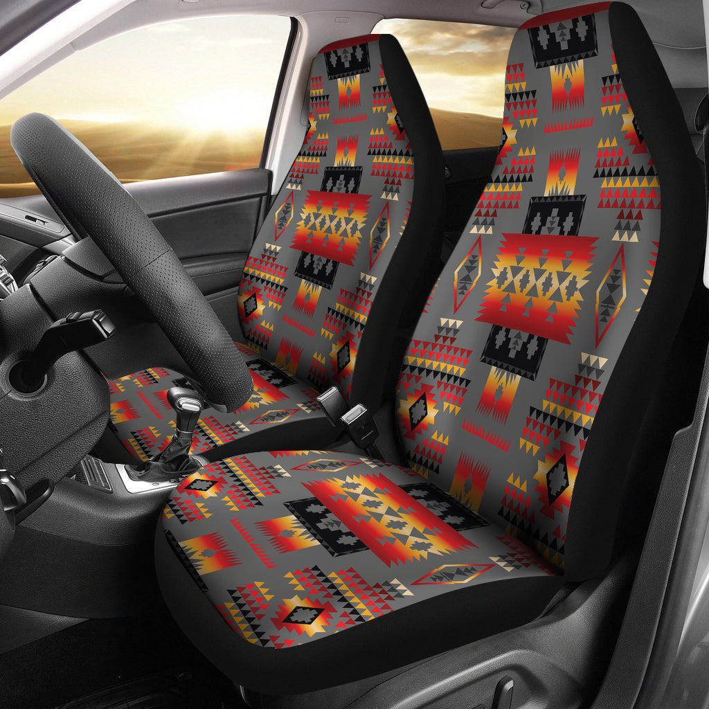 Gray Tribe Pattern Native American Car Seat Covers LT10