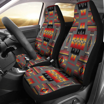 Gray Tribe Pattern Native American Car Seat Covers LT10