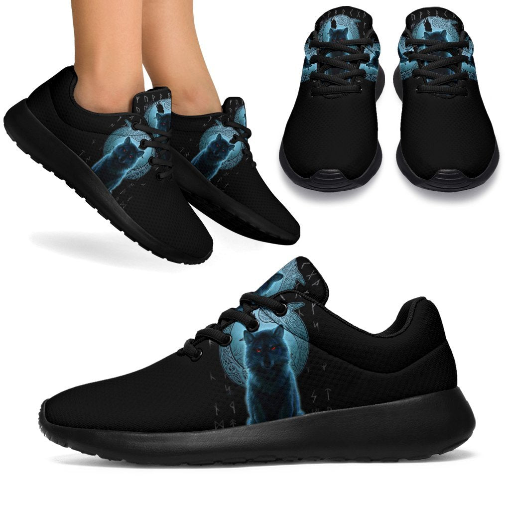 Viking Sporty Sneakers, Fenrir Viking Wolf and Moon RLT12