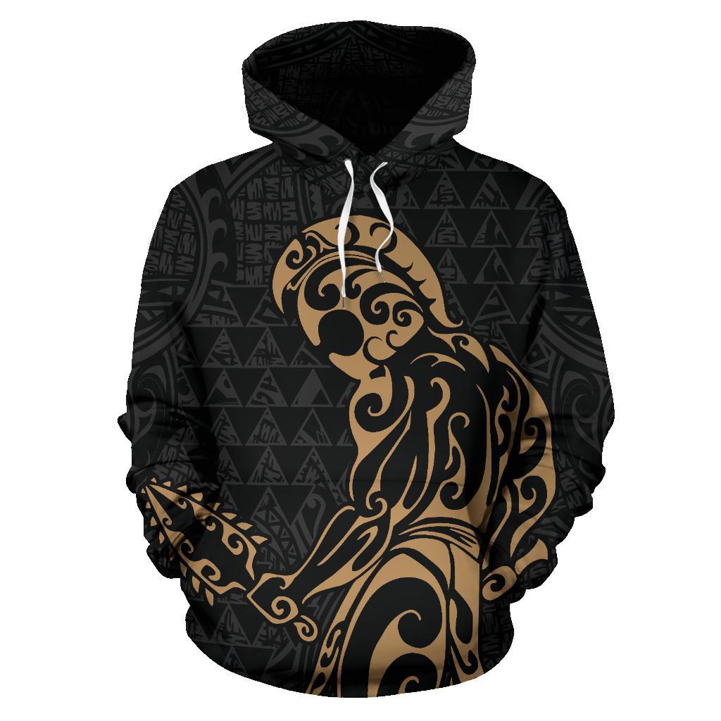 Polynesian Kakau Helmet Weapon Gold - Kanaka Warrior Hoodie