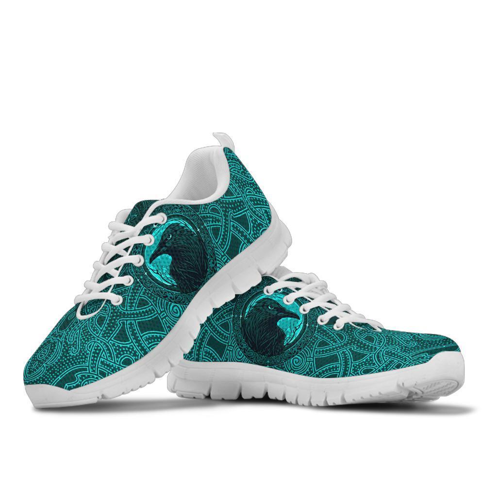 Viking Sneakers, Ethnic Odin Raven Cyan RLT12