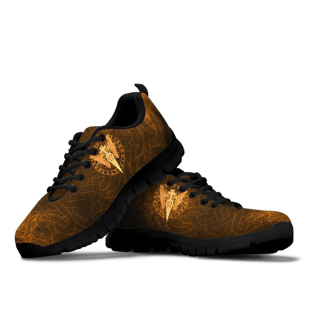 Viking Sneakers Gold Spear Of The God Odin - Gungnir and Two Gold Ravens RLT12