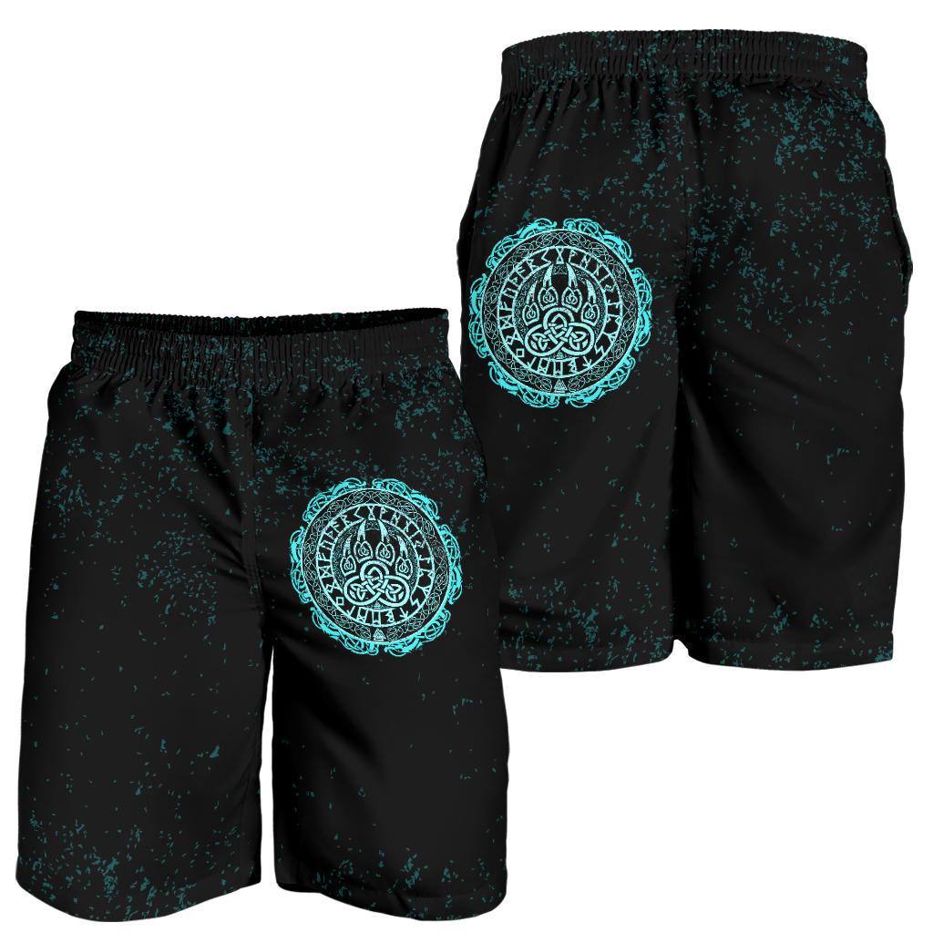 Viking All Over Print Men's Shorts Viking Bear Claws Cyan Tattoo RLT12