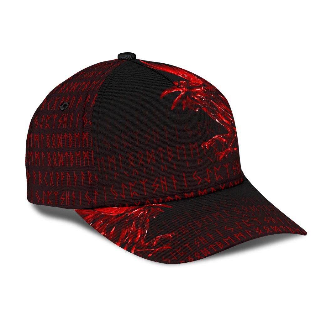 Viking Classic Cap The Raven Of Odin Rune, Red RLT12