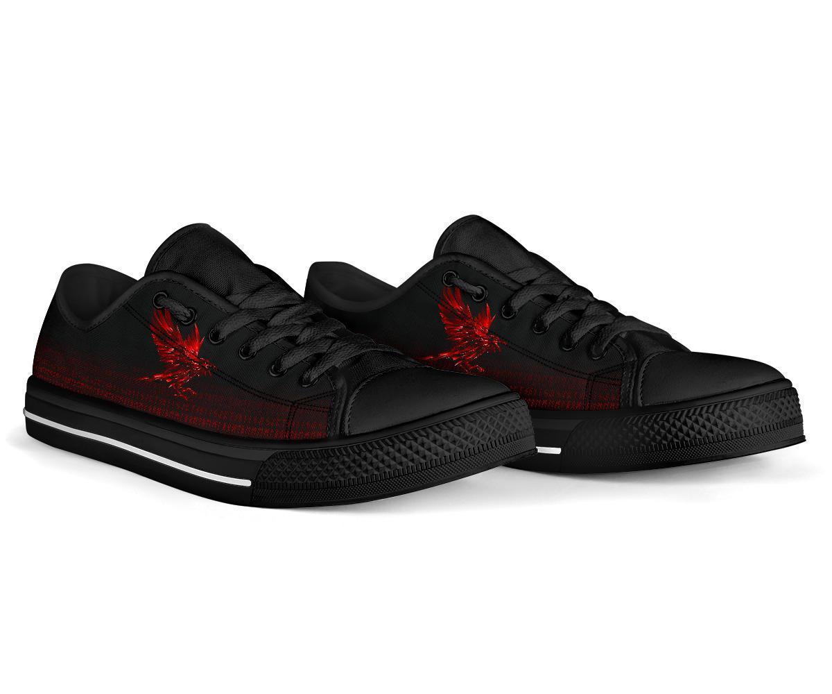 Viking Low Top Shoes The Raven Of Odin Rune, Red RLT12