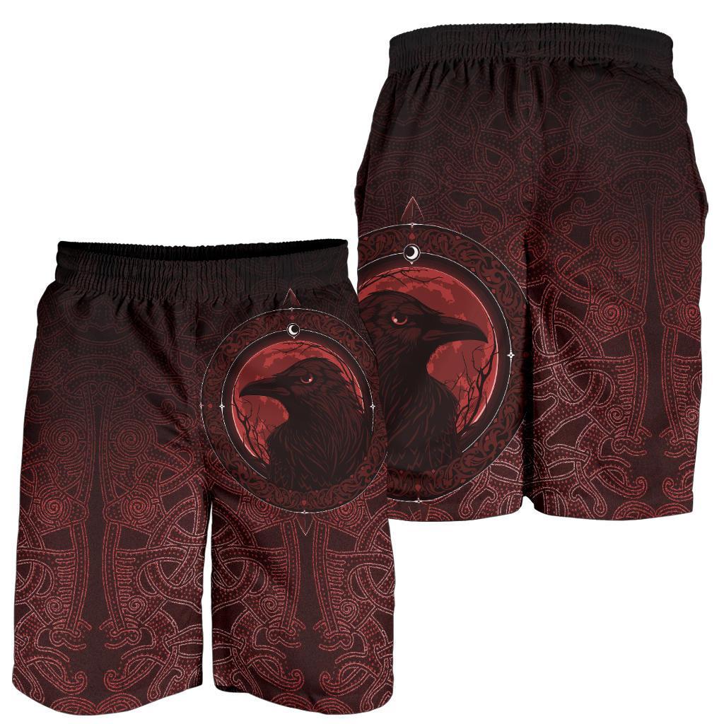 Viking Men's Shorts, Ethnic Odin Raven Red RLT12
