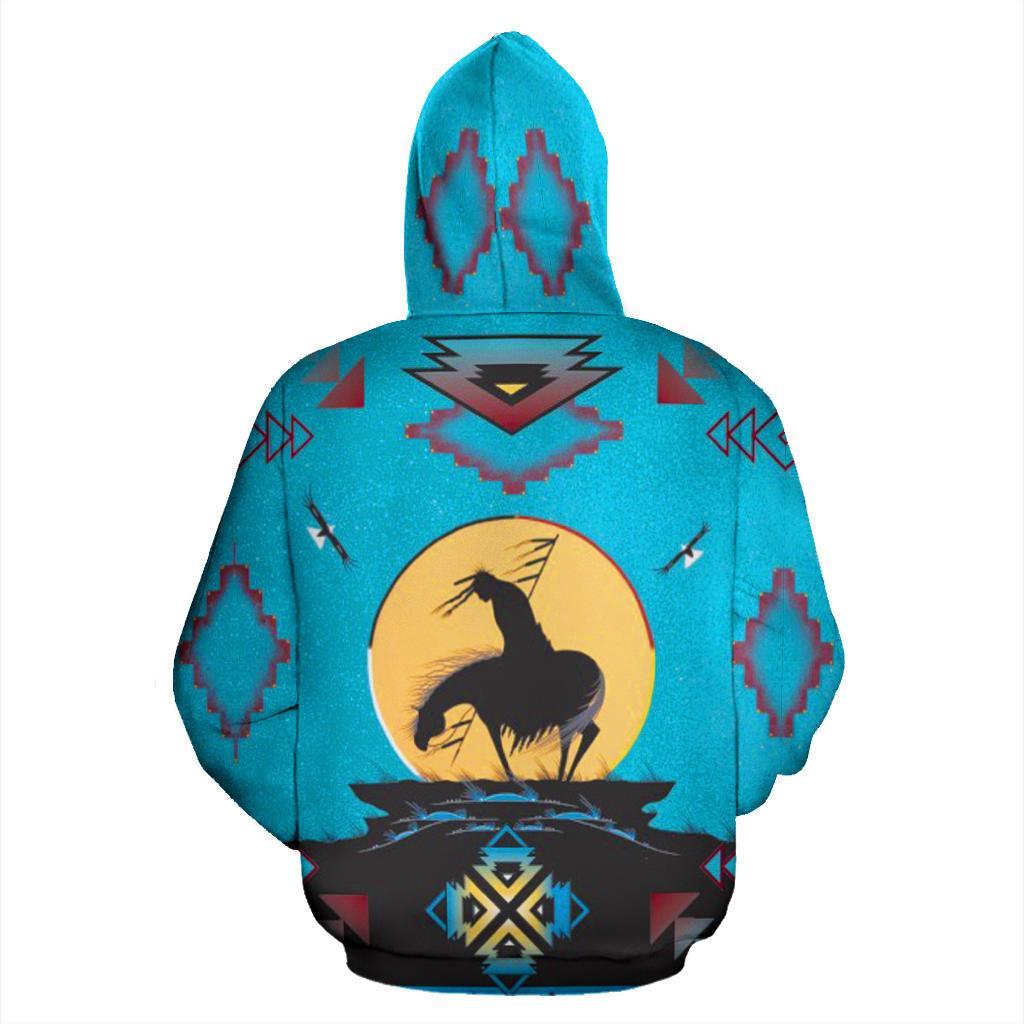 Trail Of Tear Native American Design 3D Blue Zipper Hoodie LT10