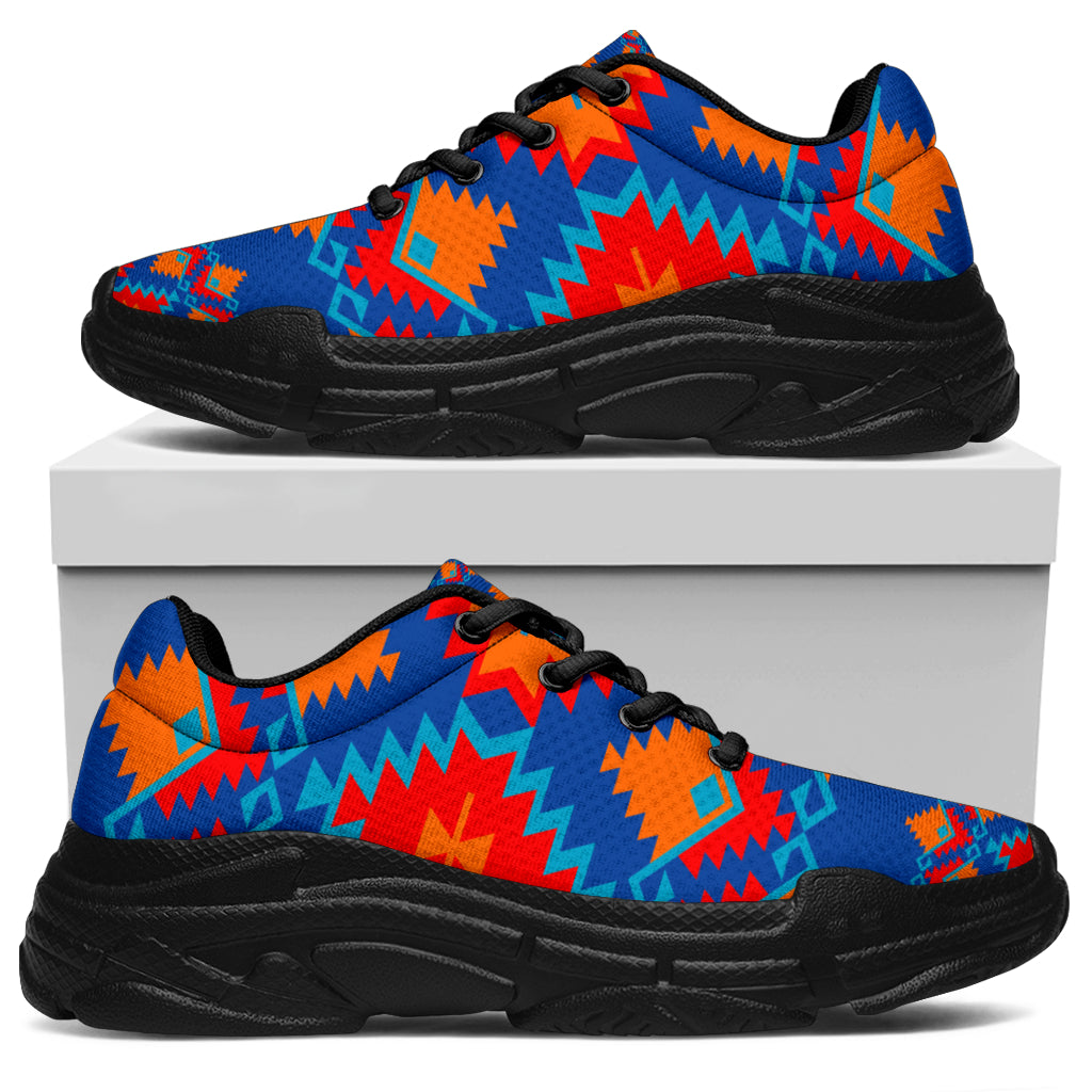 Native American Red and Yellow Geometric Chunky Sneakers LT10
