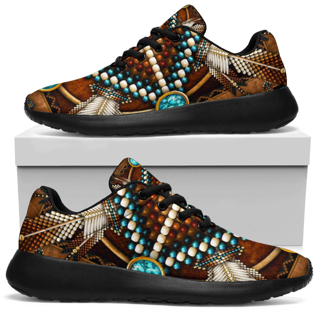 Mandala Brown Native American Sport Sneakers LT10