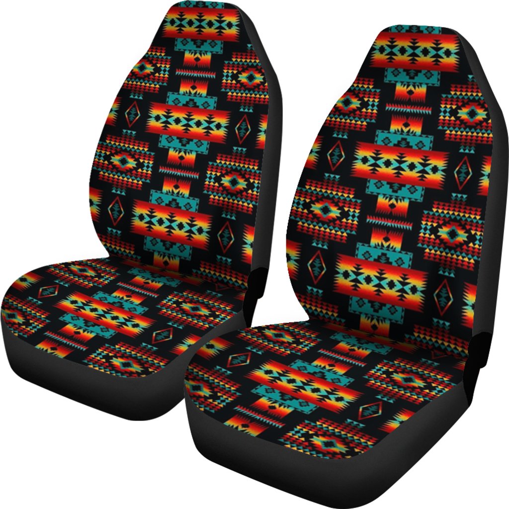 Black Navajo Pattern Native American Car Seat Covers LT10