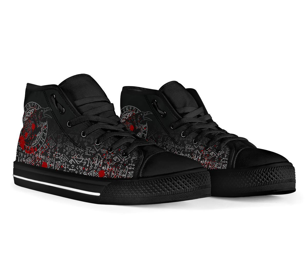Viking High Top Shoes Odin Raven Rune Futhark Blood RLT12