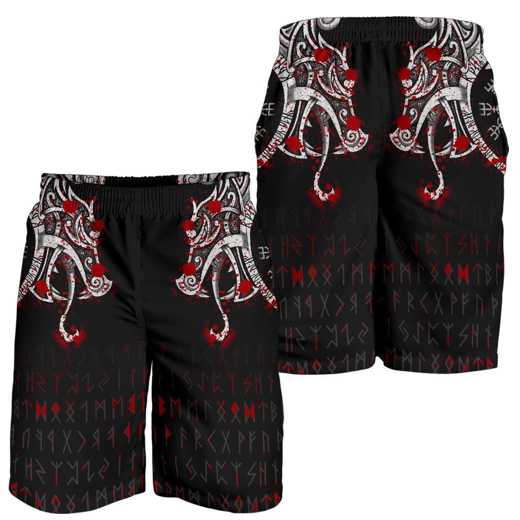 Viking All Over Print Men's Shorts, Dragon and Vegvisir Blood Tattoo RLT12