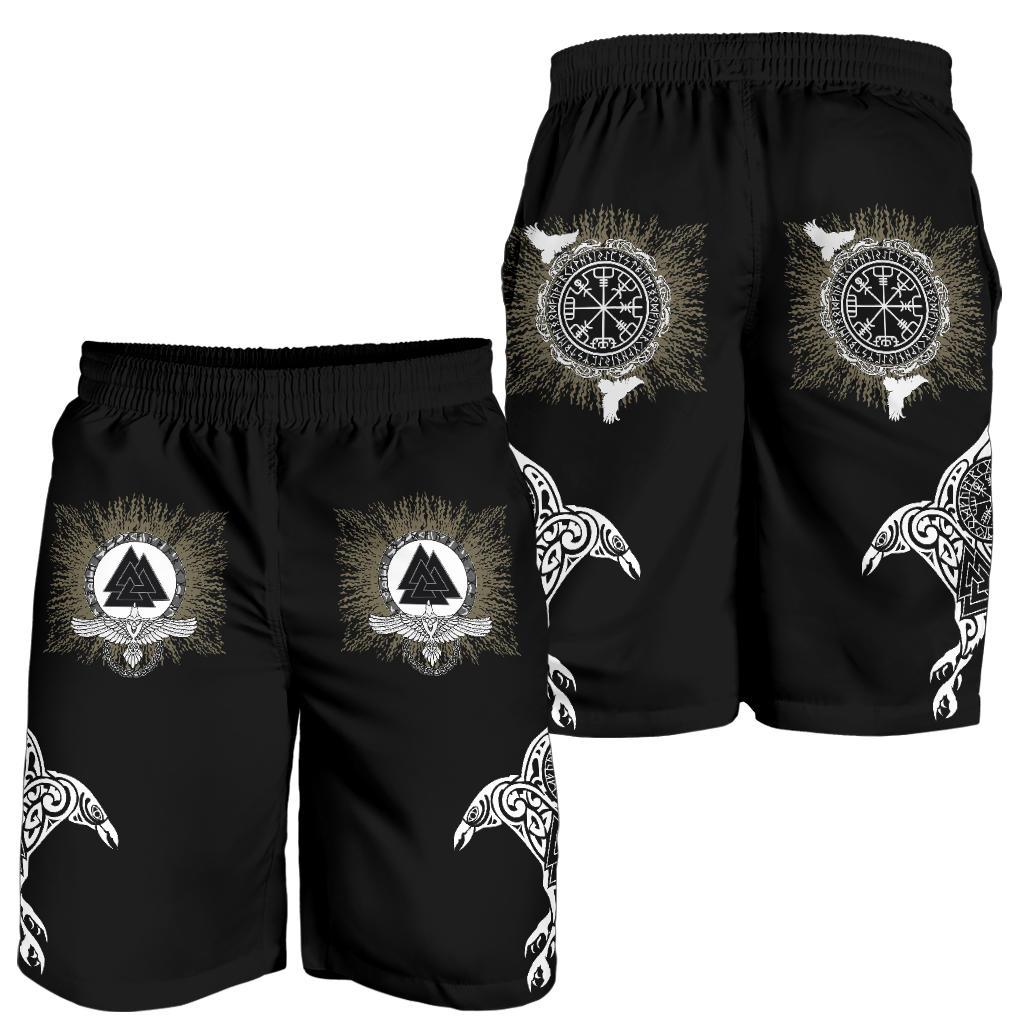 Viking All Over Print Men's Shorts Raven, Valknut and Vegvisir RLT12