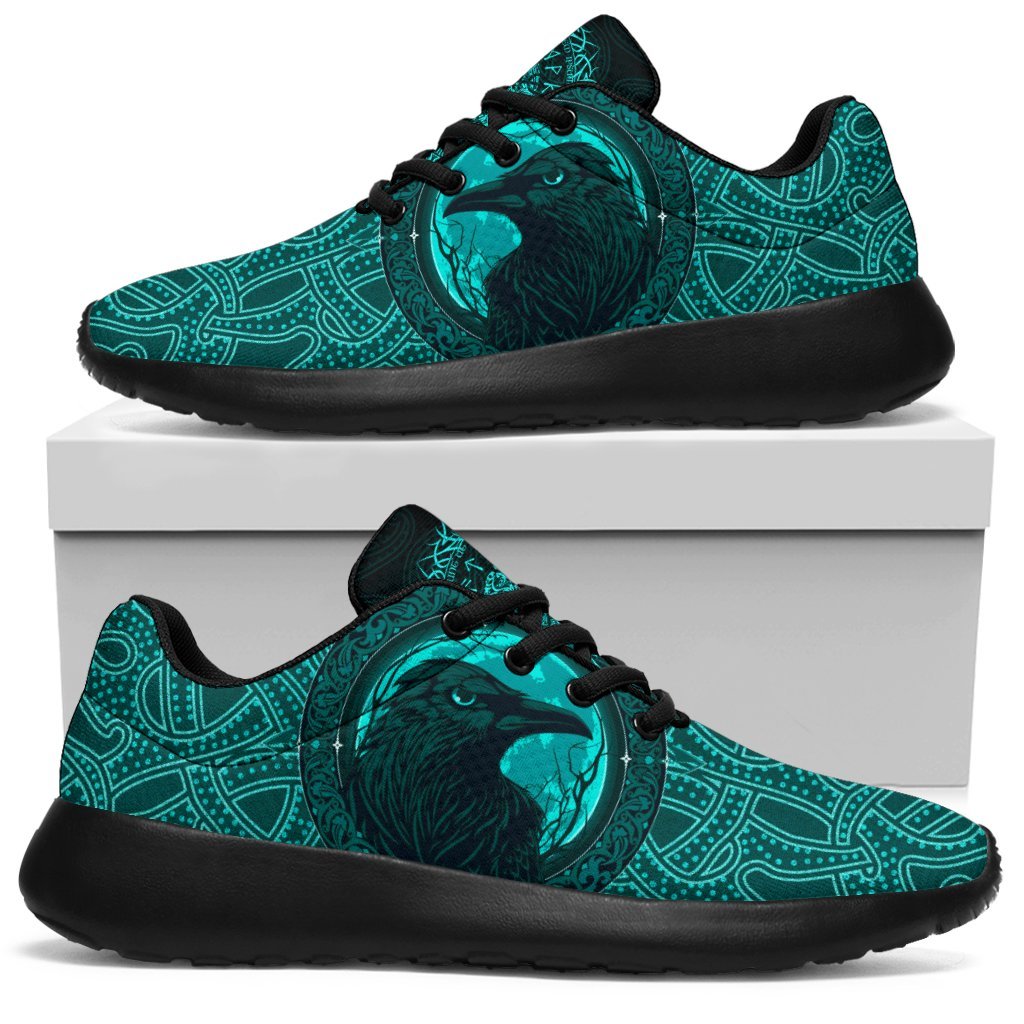 Viking Sporty Sneakers, Ethnic Odin Raven Cyan RLT12