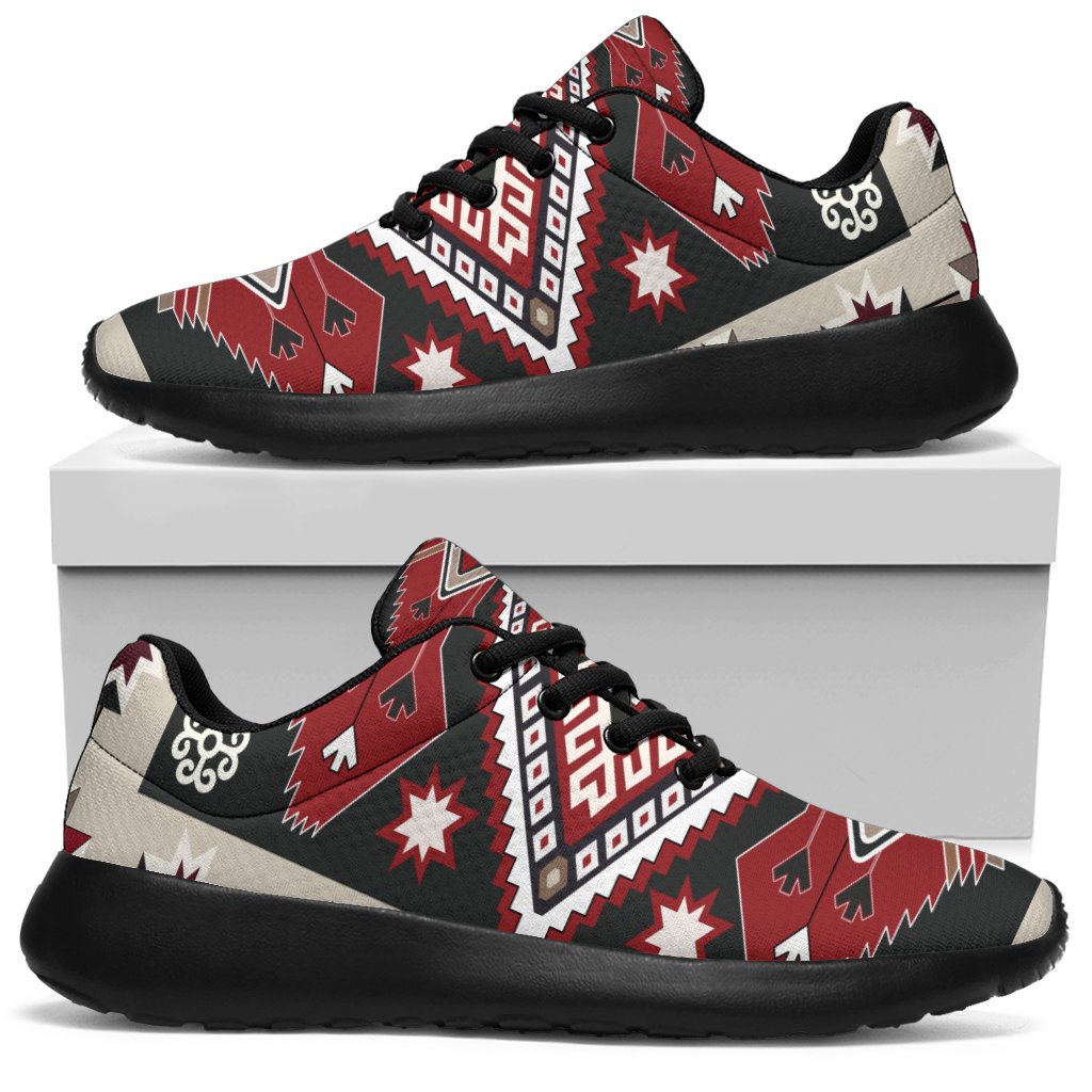 Ethnic Tribal Red Brown Pattern Native American Sport Sneakers LT10