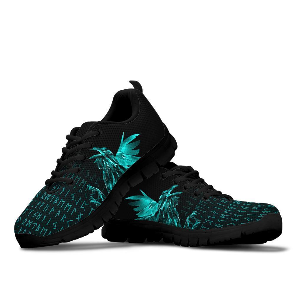 Viking Sneakers - The Raven Of Odin Rune Cyan RLT12