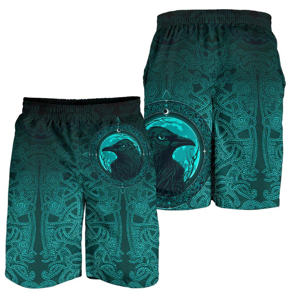 Viking Men's Shorts, Ethnic Odin Raven Cyan RLT12