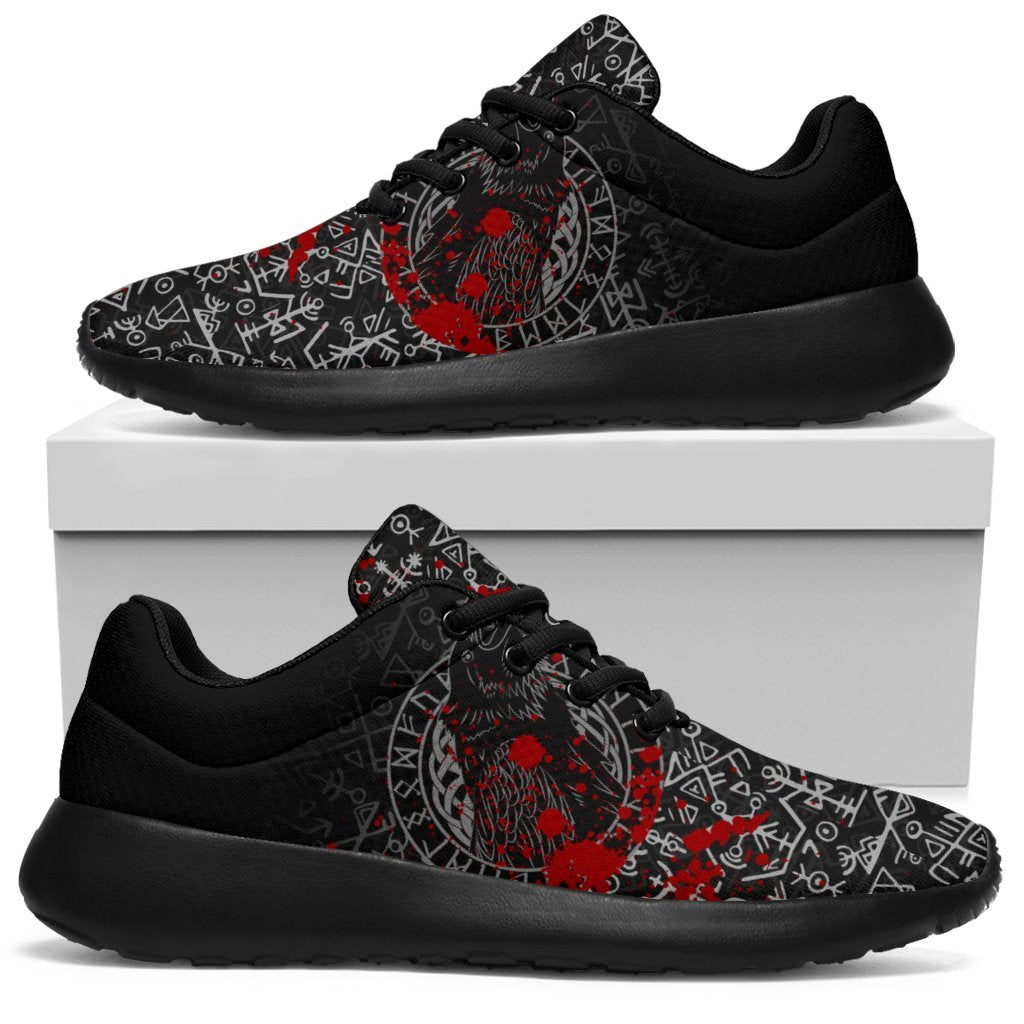 Viking Sporty Sneakers - Odin Raven Rune Futhark Blood RLT12