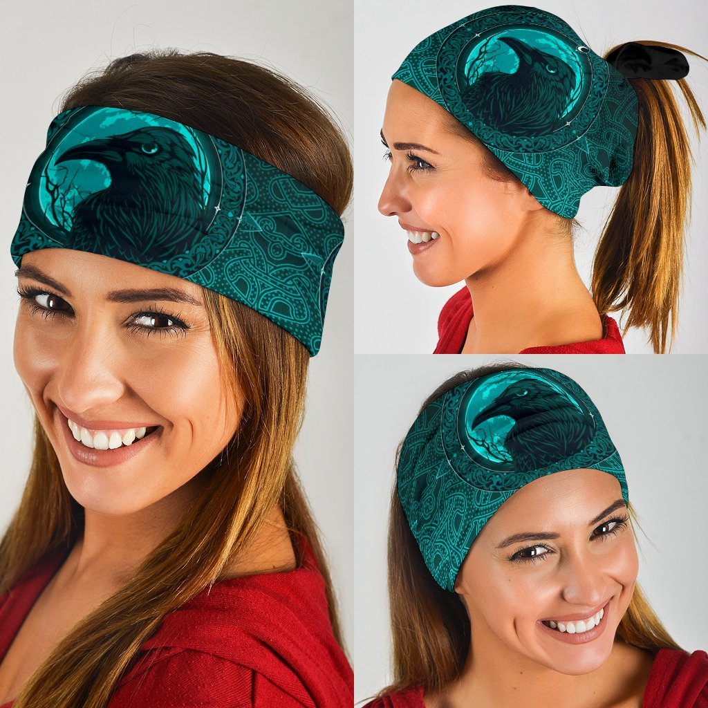 Viking Neck Gaiter 3 Pack, Ethnic Odin Raven Cyan RLT12